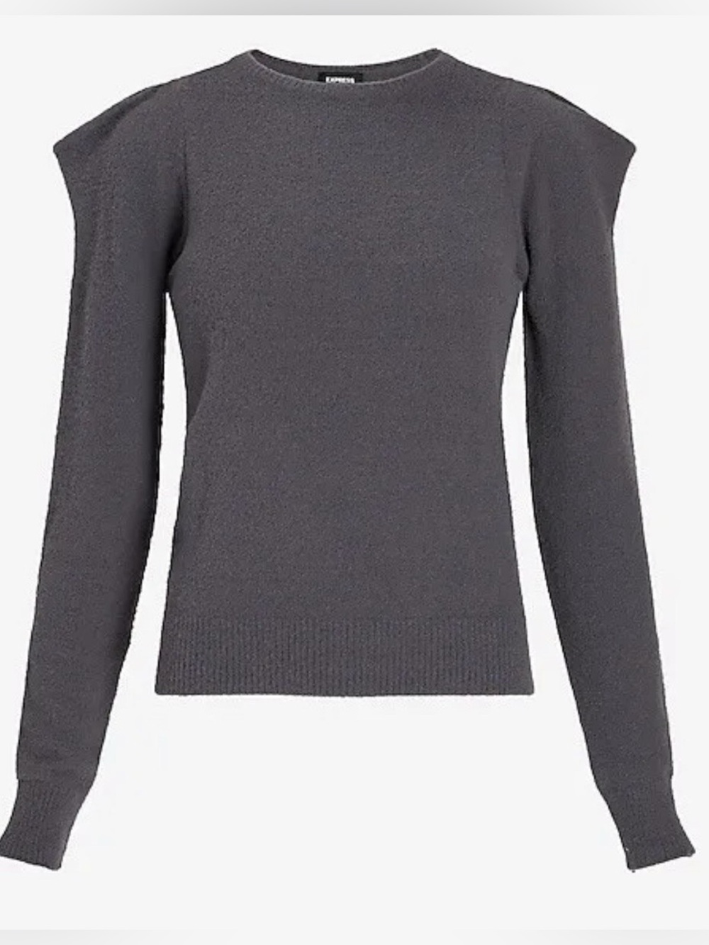 Express Super Soft Charcoal Gray Scoop-Neck Sweater with Structured Shoulders